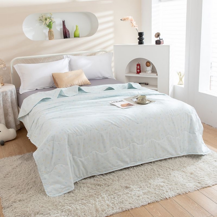 乐居家纺 2025新款水洗棉夏被波浪款包边夏凉被被子被芯 蝴蝶结