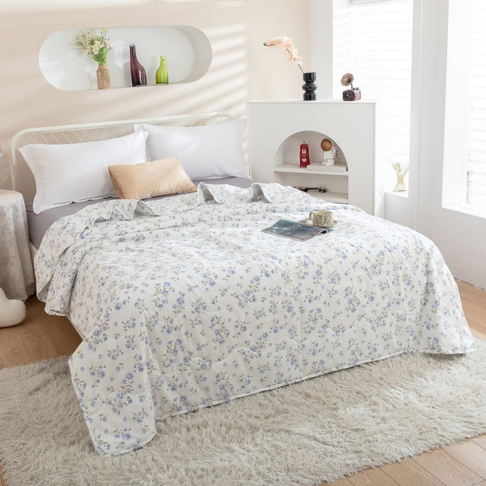 乐居家纺 2025新款水洗棉夏被波浪款包边夏凉被被子被芯 雨后墨梅