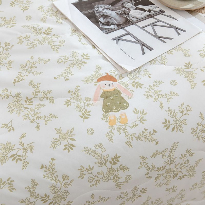 91家纺网 家纺一手货源 找家纺 乐居家纺 2025新款水洗棉夏被波浪款包边夏凉被被子被芯 花园熊