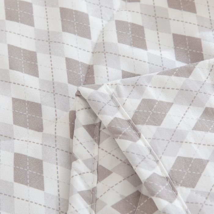 91家纺网 家纺一手货源 找家纺 乐居家纺 2025新款水洗棉夏被波浪款包边夏凉被被子被芯 方块灰