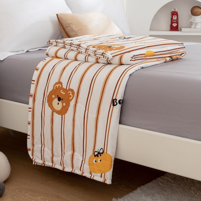 91家纺网 家纺一手货源 找家纺 乐居家纺 2025新款水洗棉夏被波浪款包边夏凉被被子被芯 杰克熊