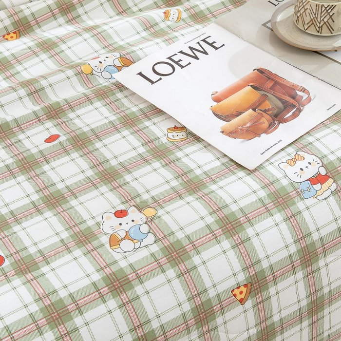 91家纺网 家纺一手货源 找家纺 乐居家纺 2025新款水洗棉夏被波浪款包边夏凉被被子被芯 甜心猫