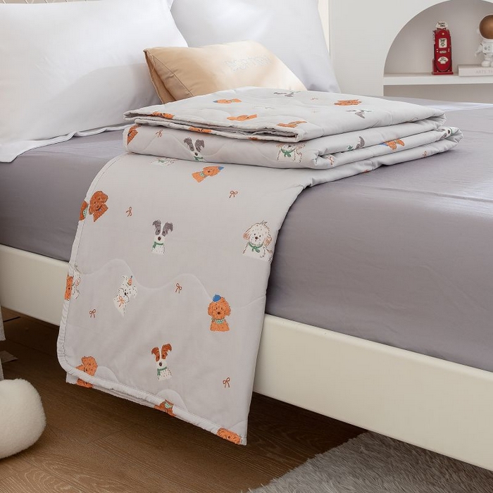 91家纺网 家纺一手货源 找家纺 乐居家纺 2025新款水洗棉夏被波浪款包边夏凉被被子被芯 狗狗联盟