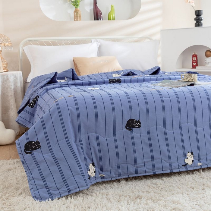 91家纺网 家纺一手货源 找家纺 乐居家纺 2025新款水洗棉夏被波浪款包边夏凉被被子被芯 布朗熊