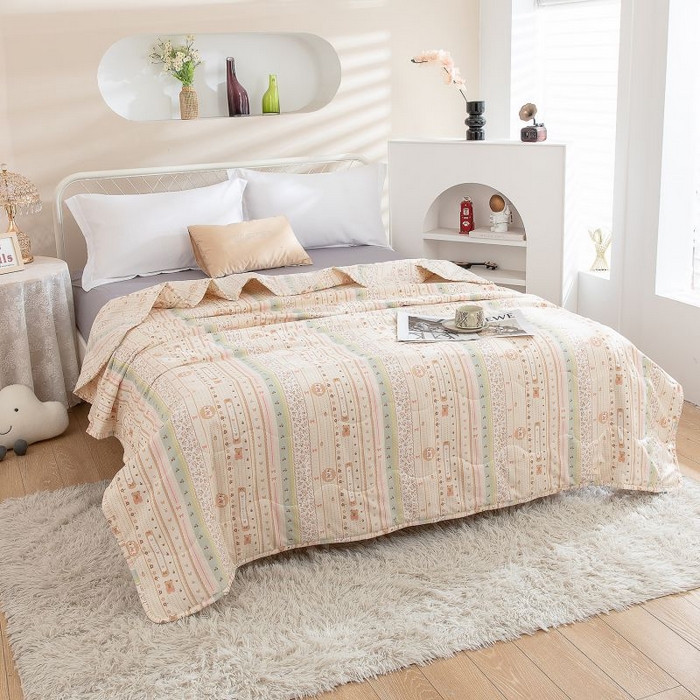 乐居家纺 2025新款水洗棉夏被波浪款包边夏凉被被子被芯 蜜罐熊