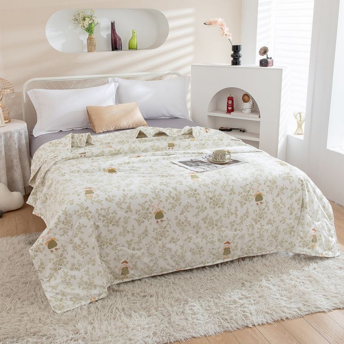 乐居家纺 2025新款水洗棉夏被波浪款包边夏凉被被子被芯 花园熊