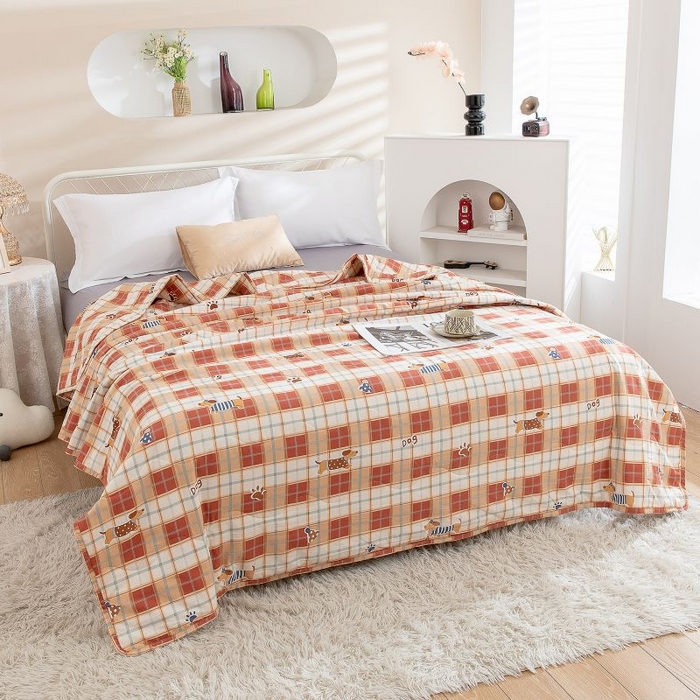 乐居家纺 2025新款水洗棉夏被波浪款包边夏凉被被子被芯 狗狗乐园