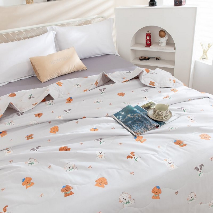 91家纺网 家纺一手货源 找家纺 乐居家纺 2025新款水洗棉夏被波浪款包边夏凉被被子被芯 狗狗联盟