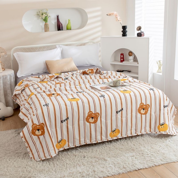 91家纺网 家纺一手货源 找家纺 乐居家纺 2025新款水洗棉夏被波浪款包边夏凉被被子被芯 杰克熊