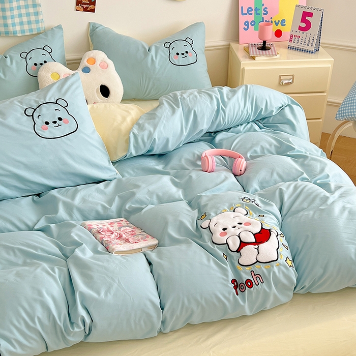 91家纺网 家纺一手货源 找家纺 （总）缦纱 2025新款水洗棉卡通贴布绣四件套