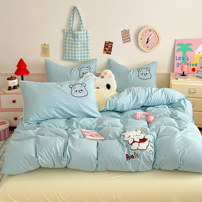 91家纺网 家纺一手货源 找家纺 （总）缦纱 2025新款水洗棉卡通贴布绣四件套