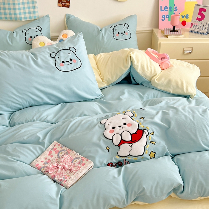 91家纺网 家纺一手货源 找家纺 （总）缦纱 2025新款水洗棉卡通贴布绣四件套