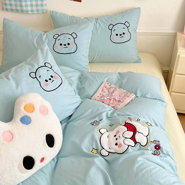 91家纺网 家纺一手货源 找家纺 （总）缦纱 2025新款水洗棉卡通贴布绣四件套