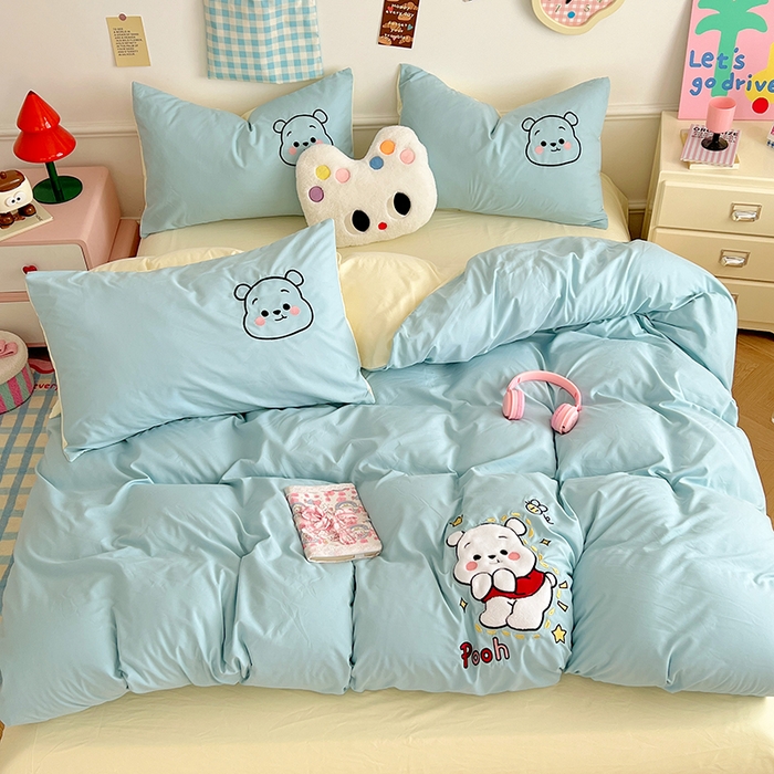 91家纺网 家纺一手货源 找家纺 （总）缦纱 2025新款水洗棉卡通贴布绣四件套