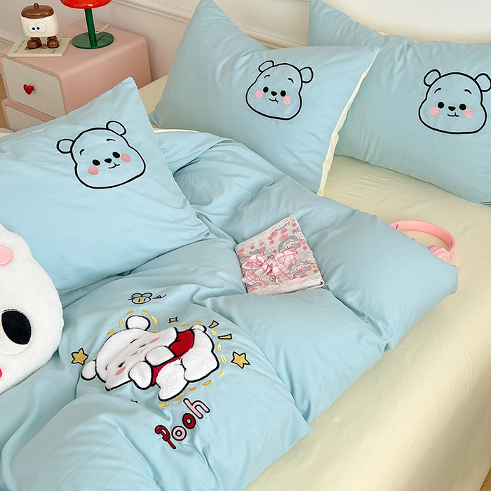 91家纺网 家纺一手货源 找家纺 （总）缦纱 2025新款水洗棉卡通贴布绣四件套