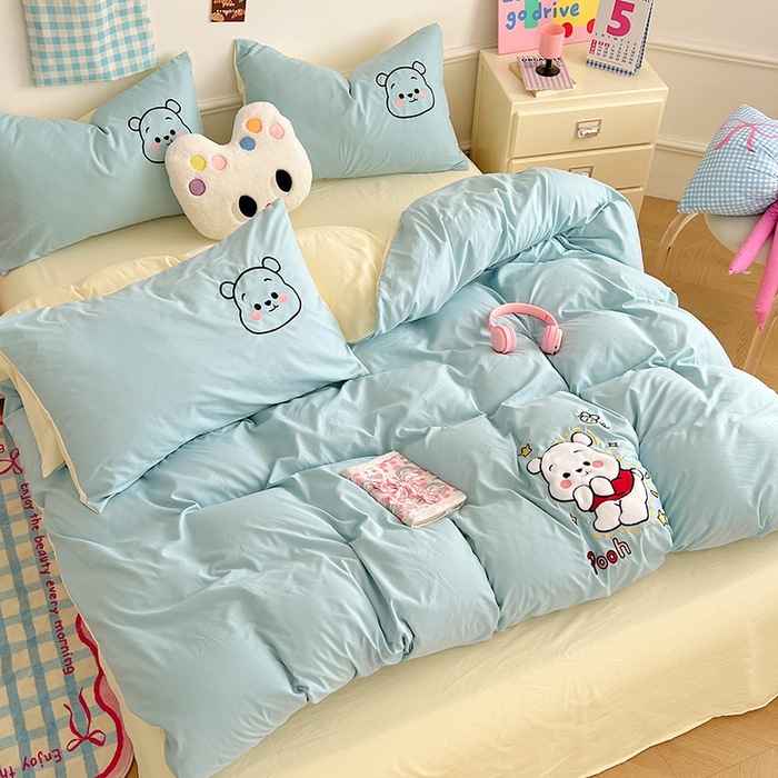 91家纺网 家纺一手货源 找家纺 （总）缦纱 2025新款水洗棉卡通贴布绣四件套