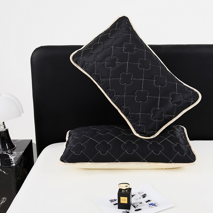 91家纺网 家纺一手货源 找家纺 梦舒羽 2025新款夏季冰丝凉感夹棉枕套单人一对装可水洗加厚枕头套宿舍48x74cm枕芯套 夹棉加厚-尊贵黑