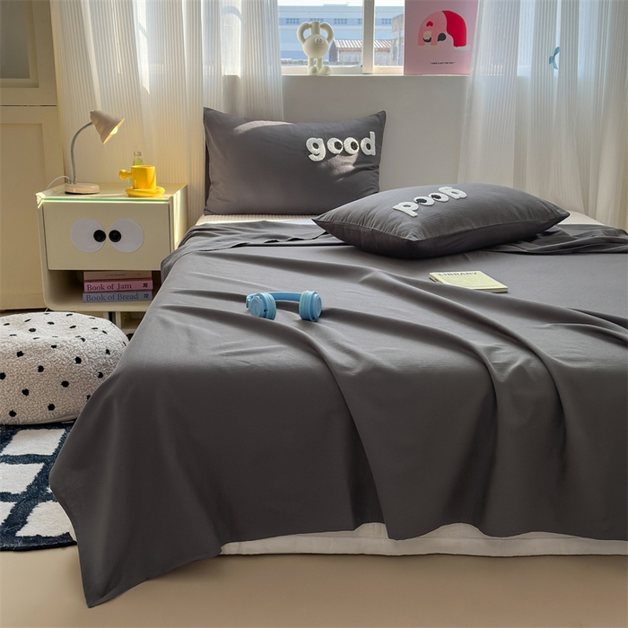 91家纺网 家纺一手货源 找家纺 丽涵家纺 2025新款全棉大雁纹单品床单床单三件套 good铅笔灰