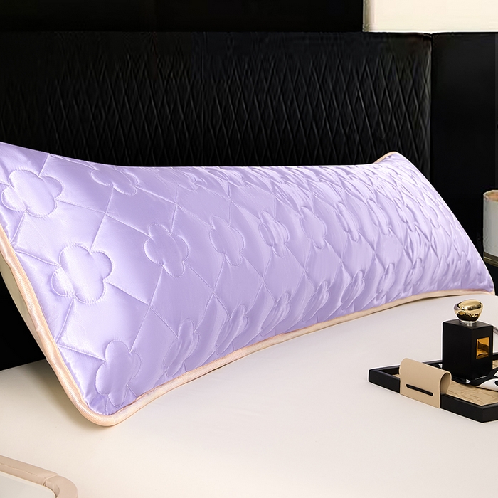 91家纺网 家纺一手货源 找家纺 梦舒羽 2025新款夏季冰丝凉感夹棉枕套双人情侣枕头套加长加厚枕芯套1.5m内胆套 夹棉加厚-雪青色