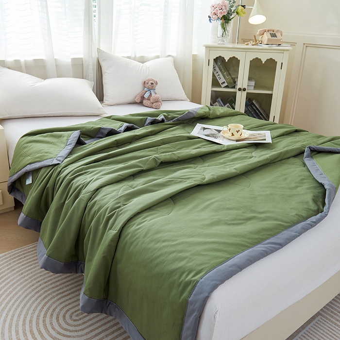 91家纺网 家纺一手货源 找家纺 被多多 2025新款全棉纯棉羽丝棉夏被夏凉被空调被 墨绿