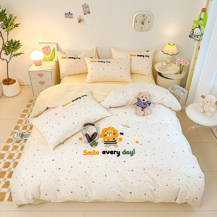 91家纺网 家纺一手货源 找家纺 小傻瓜家居 2025新款直播爆款百分百全棉毛巾绣四件套