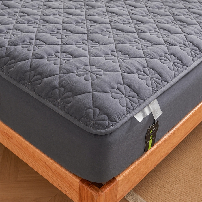 91家纺网 家纺一手货源 找家纺 3C 2025新款A类全棉四叶草防水隔脏床笠 防水 浅语-星空灰