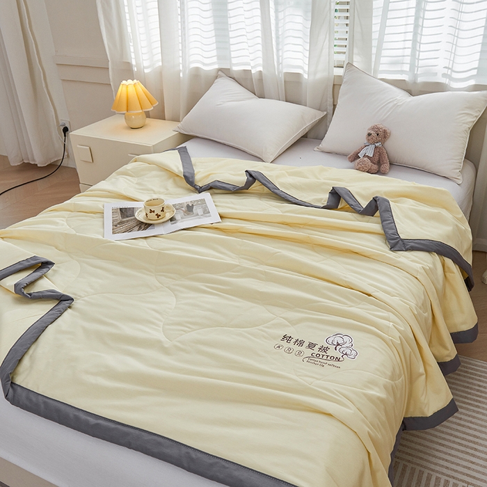 91家纺网 家纺一手货源 找家纺 被多多 2025新款全棉纯棉羽丝棉夏被夏凉被空调被 奶油黄