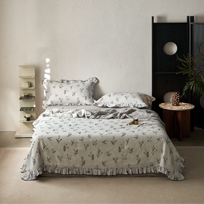 91家纺网 家纺一手货源 找家纺 安莱生活2025新款A类全棉双层皱皱纱夏凉被 夏被  织麦-白