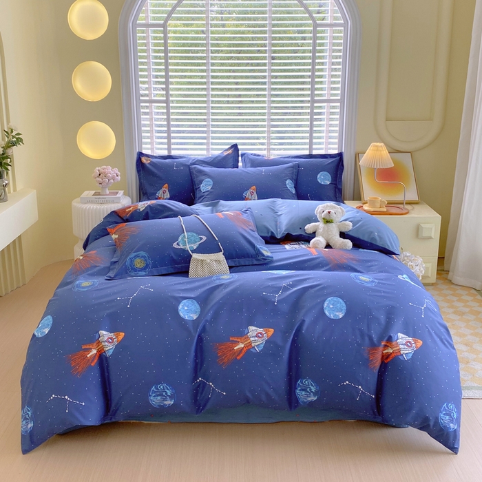 91家纺网 家纺一手货源 找家纺 星期三  2025年4月新款铂金全棉纯棉13372四件套 加微信有会员价 星际漫游