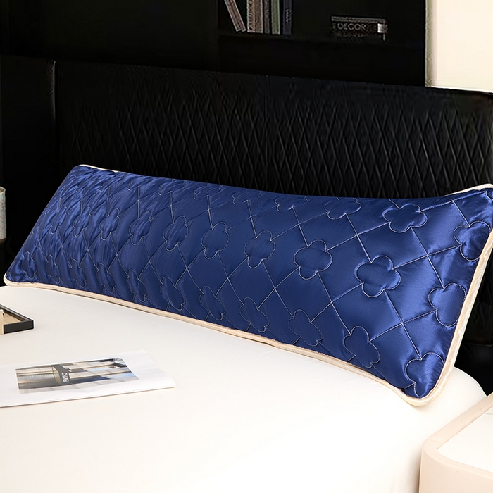 91家纺网 家纺一手货源 找家纺 梦舒羽 2025新款夏季冰丝凉感夹棉枕套双人情侣枕头套加长加厚枕芯套1.5m内胆套 夹棉加厚-深海蓝