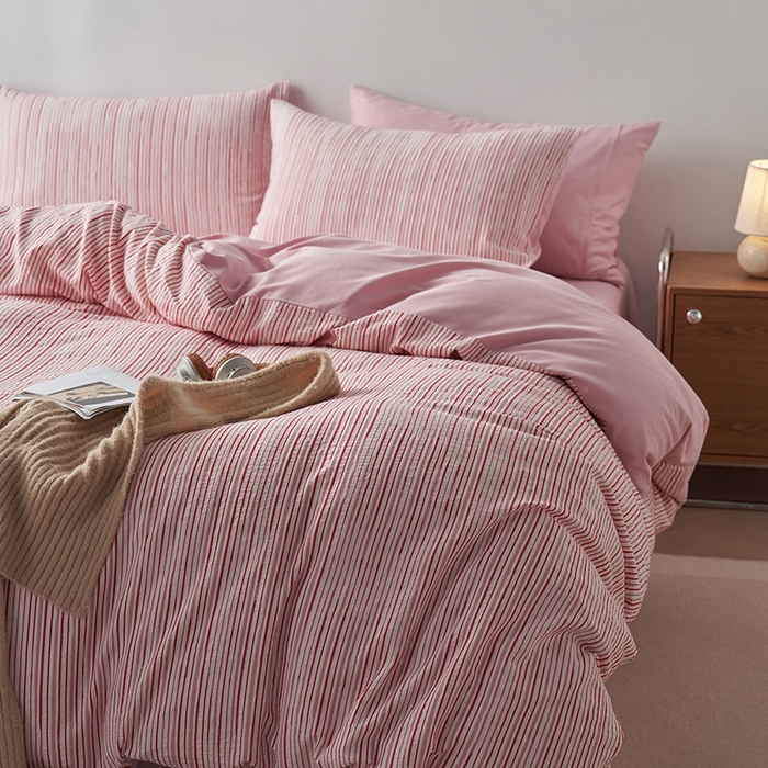 91家纺网 家纺一手货源 找家纺 （总）千朵森  2025新款全棉色织提花条纹四件套