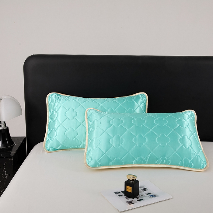 91家纺网 家纺一手货源 找家纺 梦舒羽 2025新款夏季冰丝凉感夹棉枕套单人一对装可水洗加厚枕头套宿舍48x74cm枕芯套 夹棉加厚-水蓝色