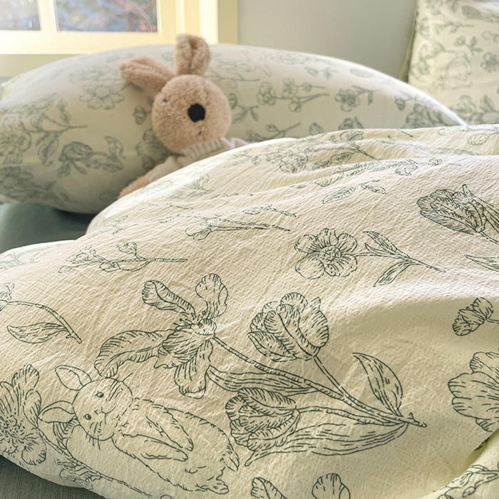 91家纺网 家纺一手货源 找家纺 初念 2025新款云感针织双层纱三件套-四件套【提供买家秀】 海像森林