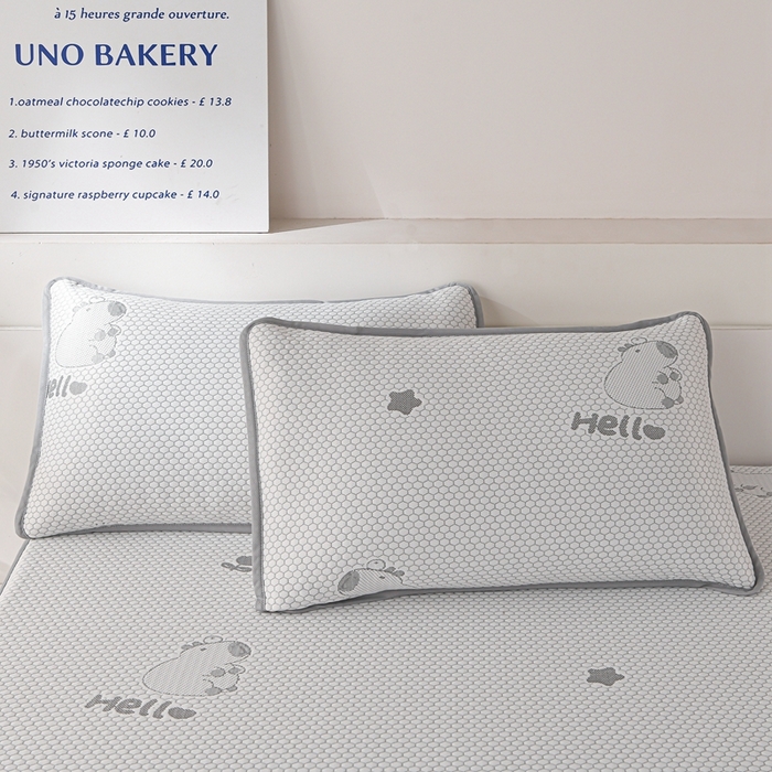 91家纺网 家纺一手货源 找家纺 梦之星 2025新款凉豆豆凉席三件套 卡比巴拉床笠款-灰