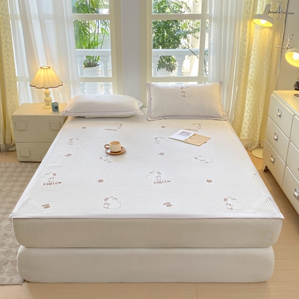 91家纺网 家纺一手货源 找家纺 鑫顺欣 2025新款A类凉感冰豆豆床单凉席 卡皮巴拉-卡其