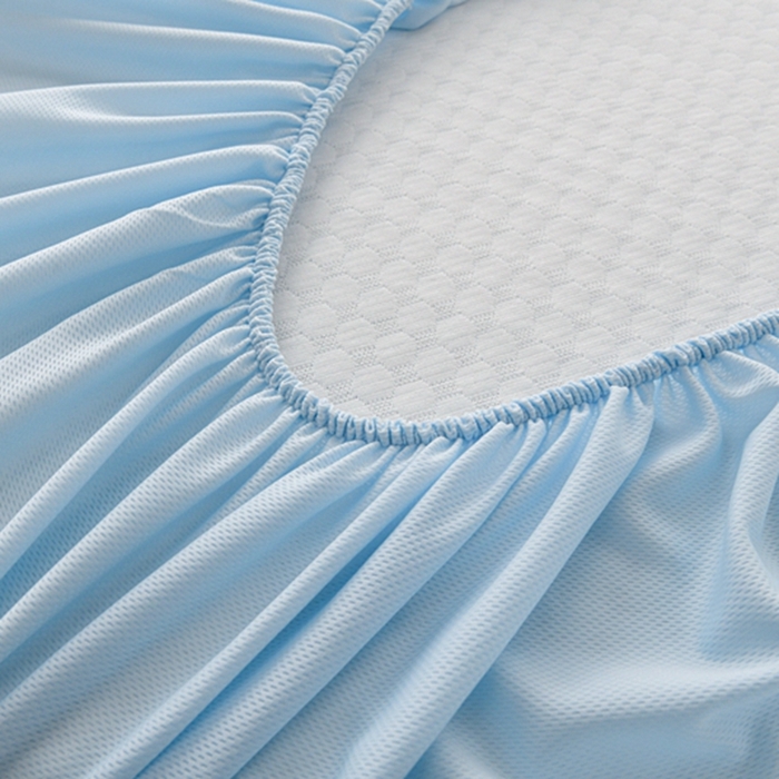 91家纺网 家纺一手货源 找家纺 梦之星 2025新款凉豆豆凉席三件套 纯色床笠款-蓝