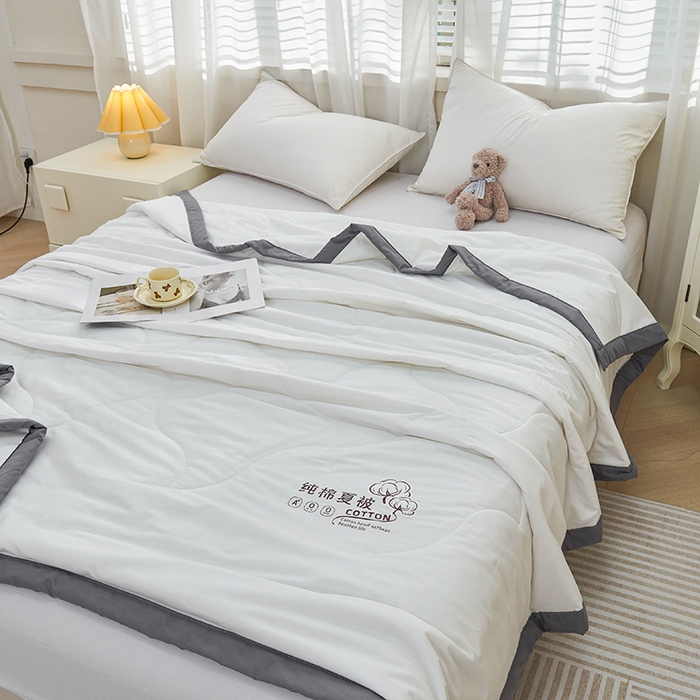 91家纺网 家纺一手货源 找家纺 被多多 2025新款全棉纯棉羽丝棉夏被夏凉被空调被 珍珠白