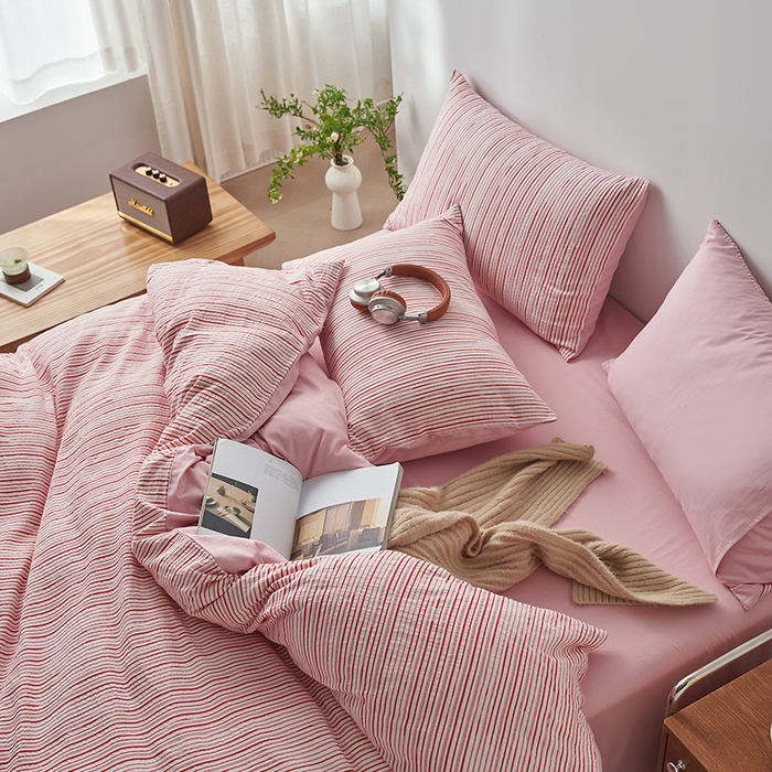 91家纺网 家纺一手货源 找家纺 （总）千朵森  2025新款全棉色织提花条纹四件套