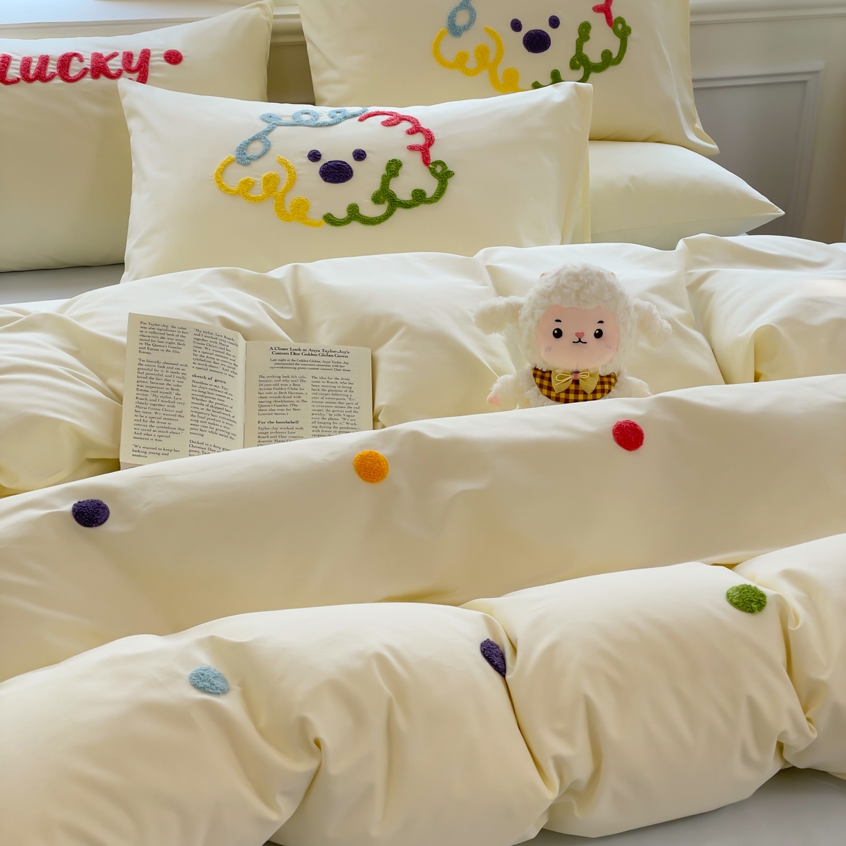 91家纺网 家纺一手货源 找家纺 （总）锦觅家纺  2025新款奶油小清新毛巾绣全棉纯棉四件套-风格一（专版散花必须控价）