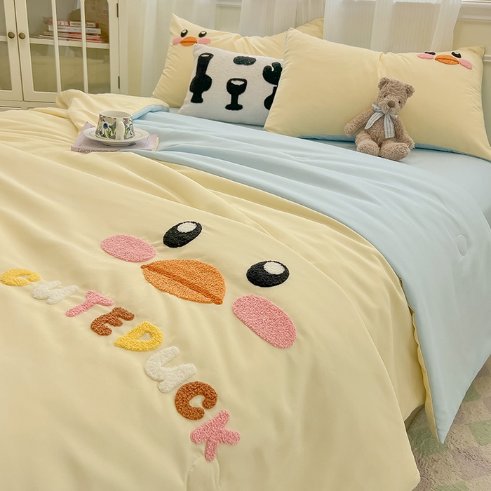 91家纺网 家纺一手货源 找家纺 （总）眠帛家居 2025新款A类水洗皱皱纱毛巾绣夏被四件套