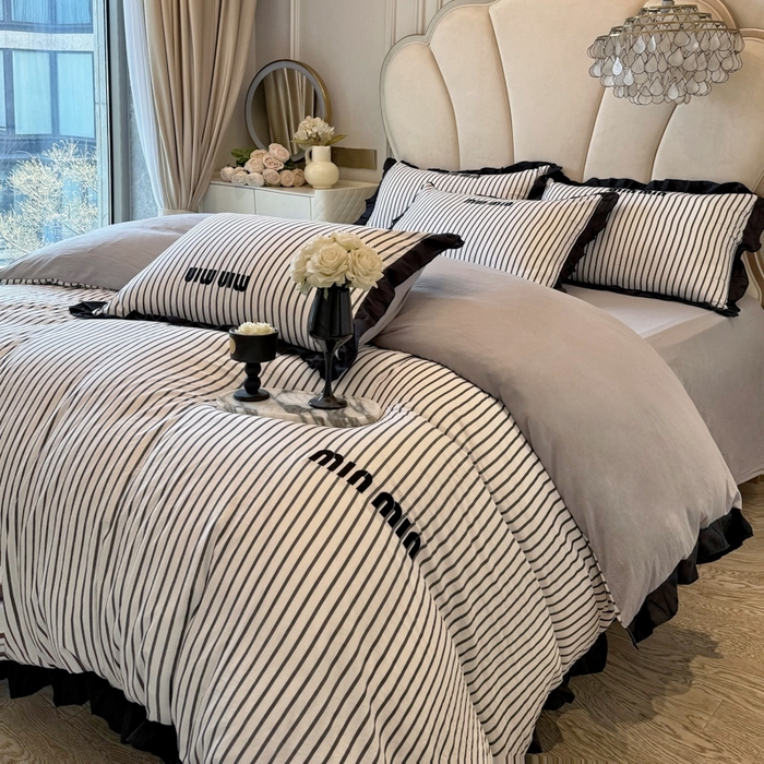 91家纺网 家纺一手货源 找家纺 （总）千希家纺2025新款法式花边水洗棉小香风绣花刺绣四件套