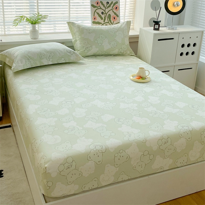 91家纺网 家纺一手货源 找家纺 凯磊2025新款老粗布印花单品床笠床笠单件 萌熊悠眠