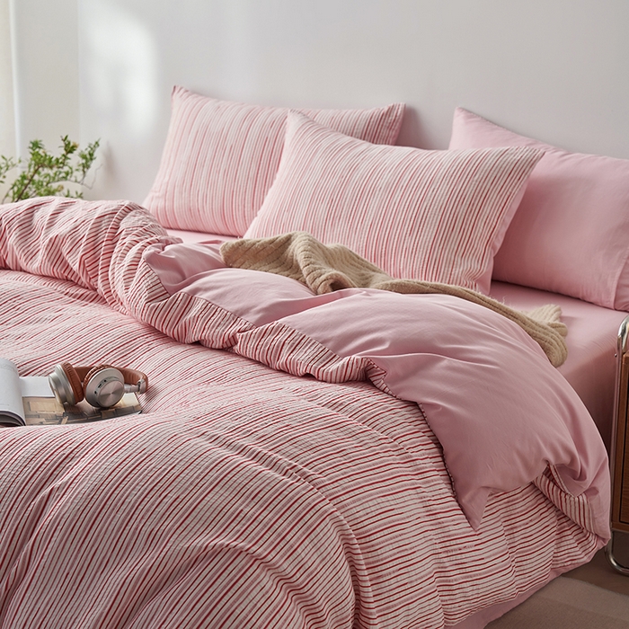 91家纺网 家纺一手货源 找家纺 （总）千朵森  2025新款全棉色织提花条纹四件套