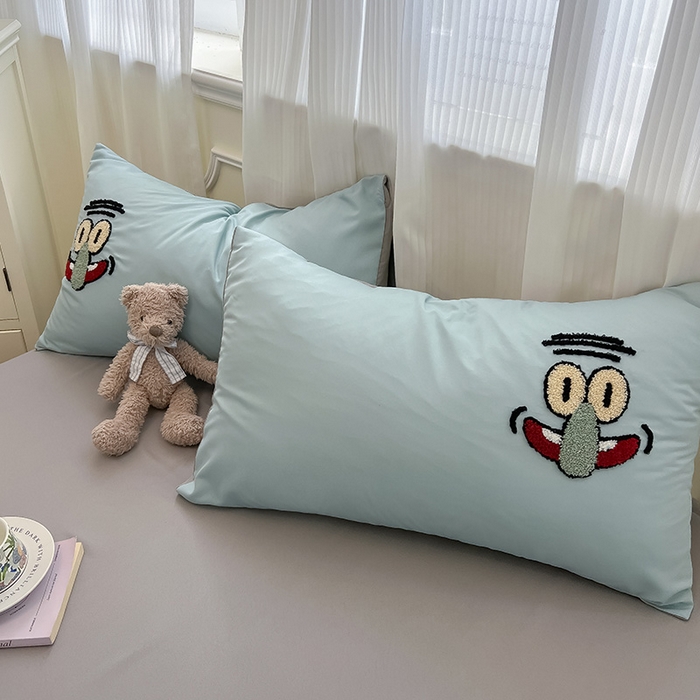 91家纺网 家纺一手货源 找家纺 眠帛家居 2025新款A类水洗皱皱纱毛巾绣夏被四件套 章鱼哥