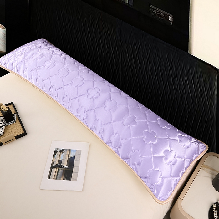 91家纺网 家纺一手货源 找家纺 梦舒羽 2025新款夏季冰丝凉感夹棉枕套双人情侣枕头套加长加厚枕芯套1.5m内胆套 夹棉加厚-雪青色