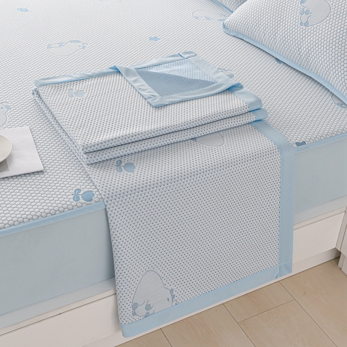 91家纺网 家纺一手货源 找家纺 梦之星 2025新款凉豆豆凉席三件套 卡比巴拉床笠款-蓝