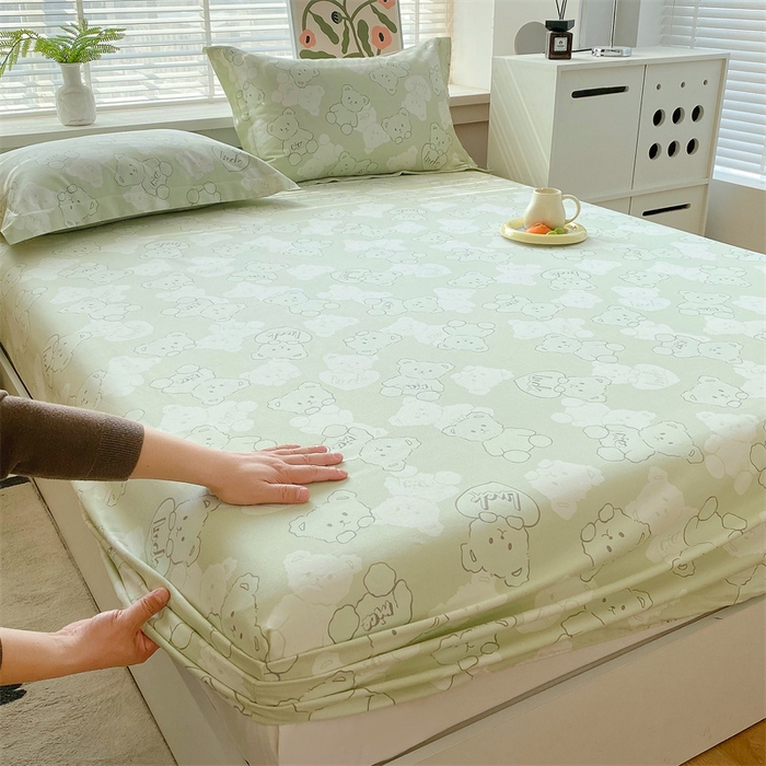 91家纺网 家纺一手货源 找家纺 凯磊2025新款老粗布印花单品床笠床笠单件 萌熊悠眠