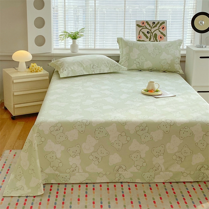 91家纺网 家纺一手货源 找家纺 凯磊2025新款老粗布印花单品床单床单单件 萌熊悠眠