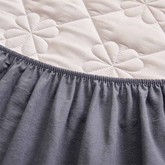 91家纺网 家纺一手货源 找家纺 3C 2025新款A类全棉四叶草防水隔脏床笠 防水 浅语-星空灰
