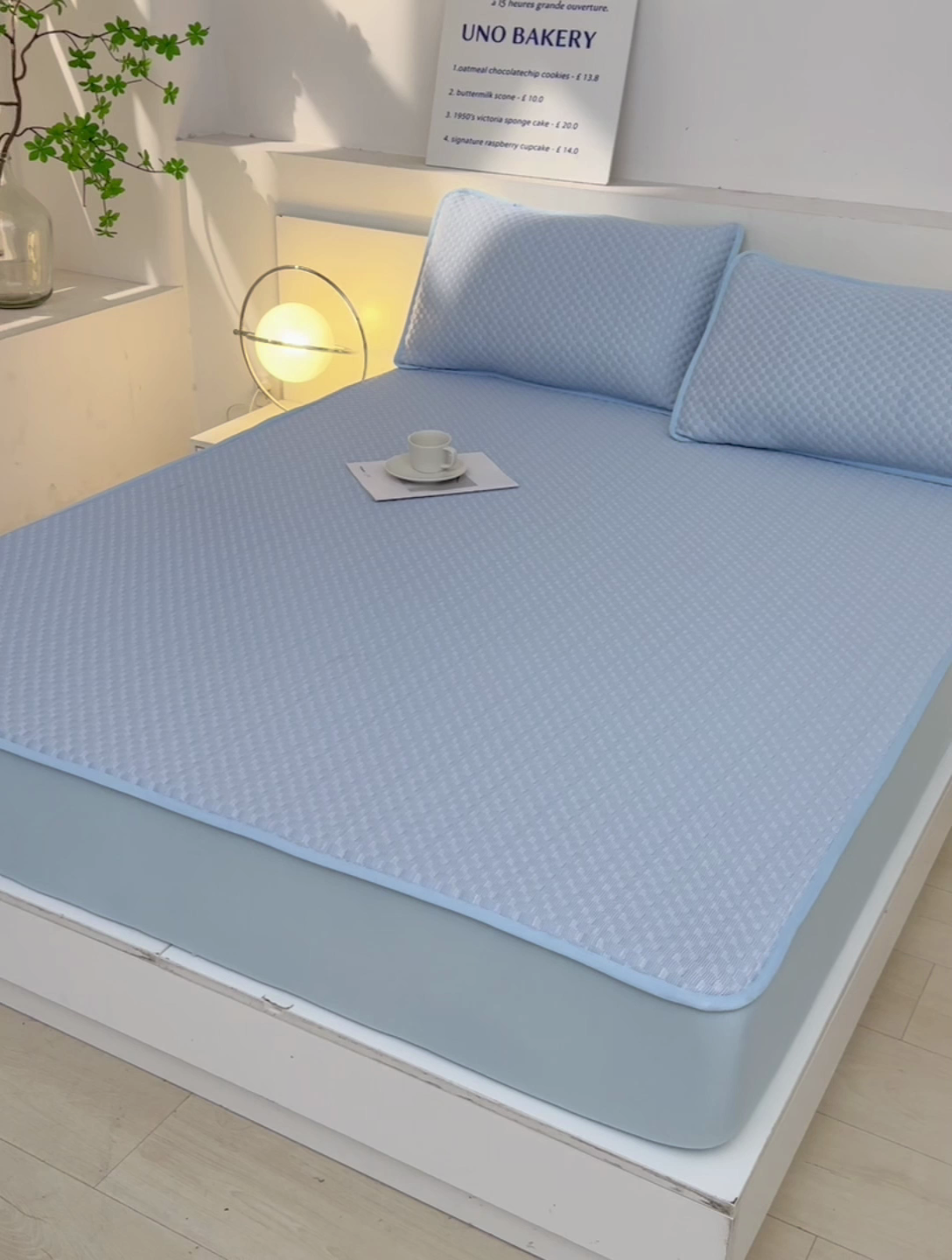 91家纺网 家纺一手货源 找家纺 梦之星 2025新款凉豆豆凉席三件套 纯色床笠款-蓝